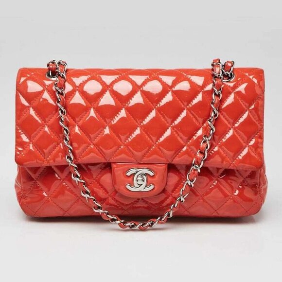 Chanel Pink Quilted Patent Leather Classic Medium Double Flap Bag - Picture 1 of 10
